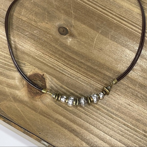 SILPADA Sterling Silver, Brass & Genuine Brown Leather Necklace N3232 - Picture 5 of 7